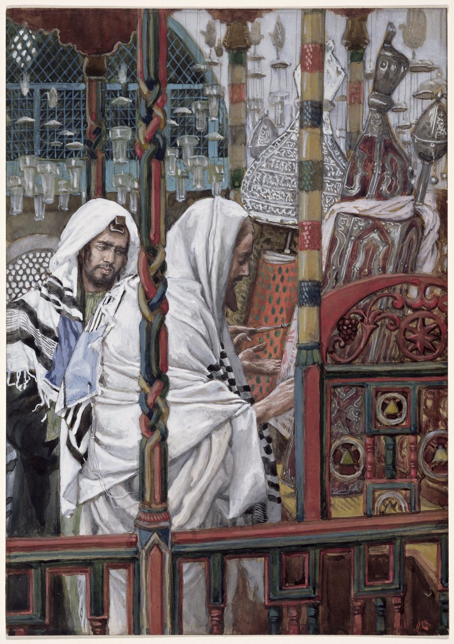 Jesus Teaching in the Synagogue, illustration til The Life of Christ, ca. 1886-94 (wc & gouache på pap) af James Jacques Joseph Tissot