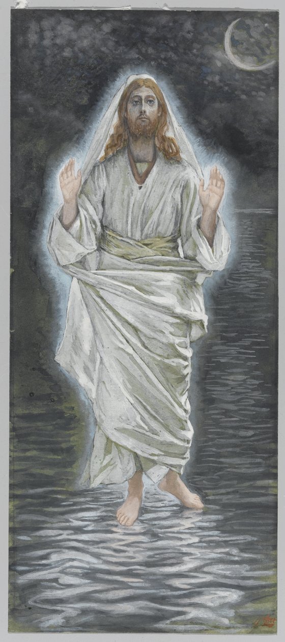 Jesus går på havet, illustration fra Vor Herre Jesu Kristi liv (wc over grafit på papir) af James Jacques Joseph Tissot