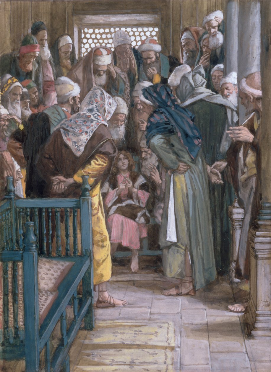 Jesus midt i lægerne, illustration til The Life of Christ, ca. 1886-96 (gouache på pap) af James Jacques Joseph Tissot