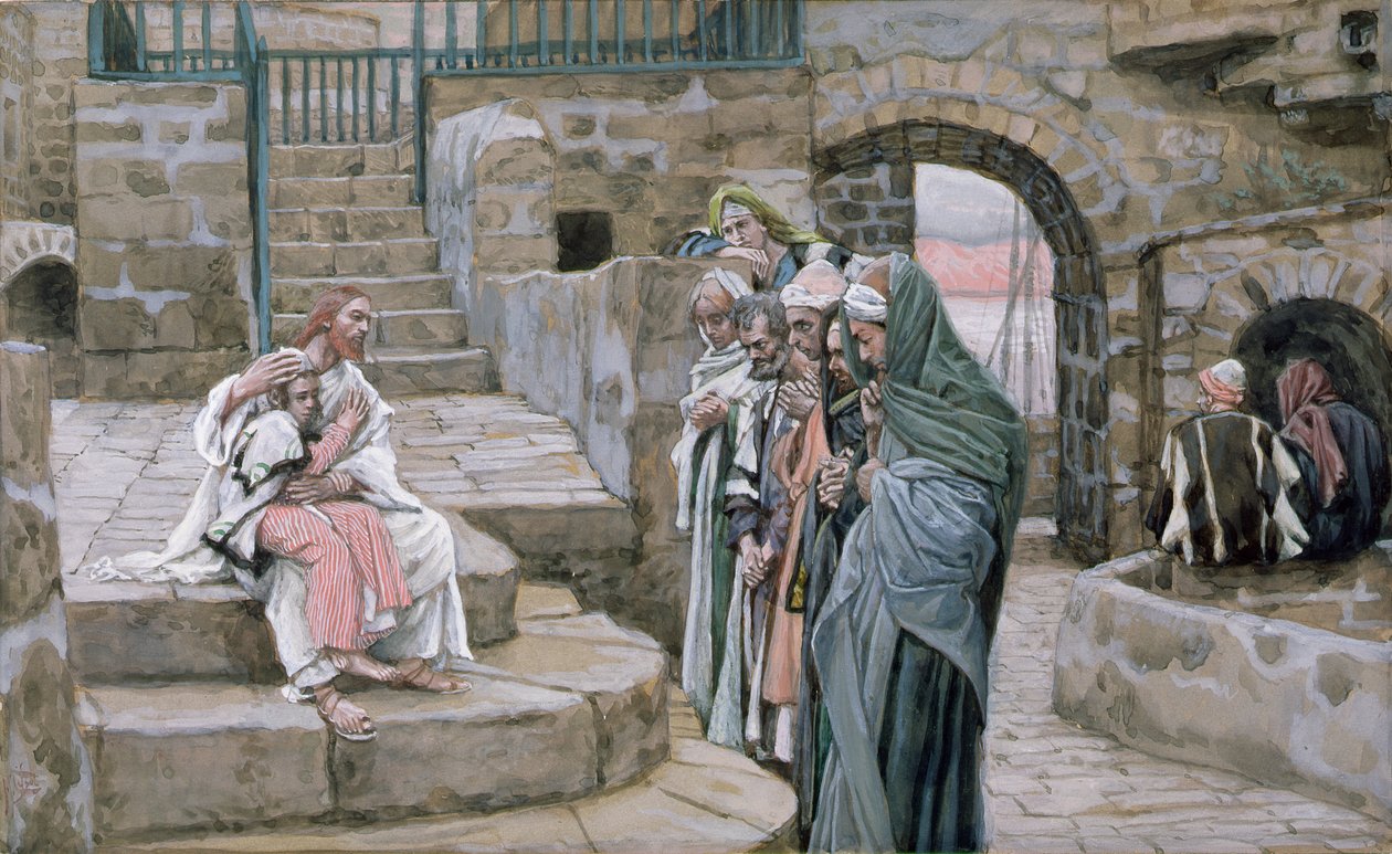 Jesus and the Little Child, illustration til The Life of Christ, ca. 1886-94 (wc & gouache på pap) af James Jacques Joseph Tissot