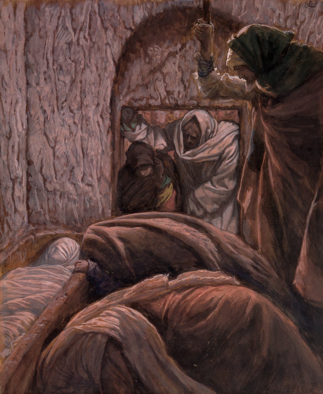 Jesus in the Tomb, illustration til The Life of Christ, ca. 1884-96 (wc & gouache på pap) af James Jacques Joseph Tissot