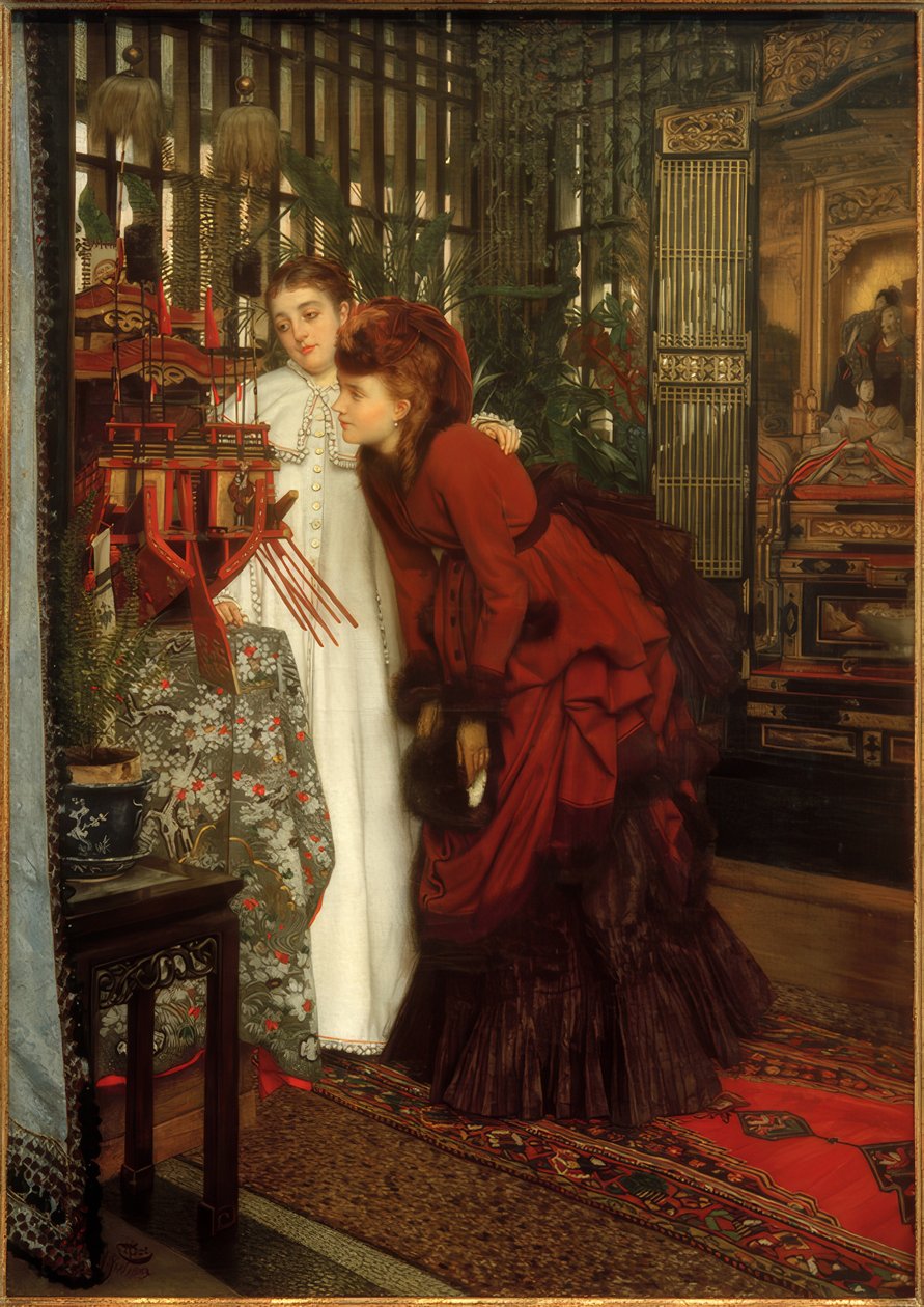 Unge kvinder ser på det af James Jacques Joseph Tissot