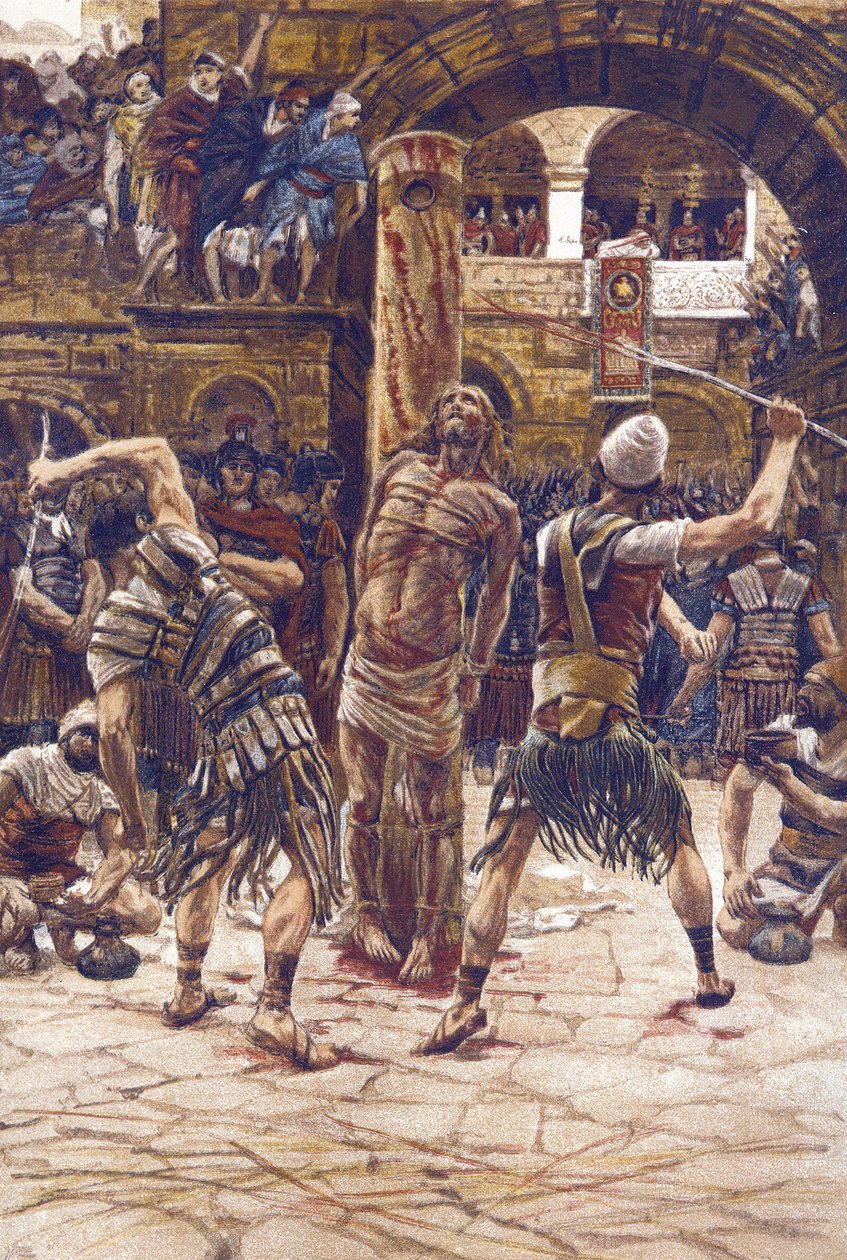 La pisking du visage - The Scourging of the Face - fra "" The Life of Our Lord Jesus Christ"" - 1899 af James Tissot - La vie de notre seigneur Jesus Christ, af Jacques Joseph (Jacques-Joseph) Tissot dit James Tissot ( 1836-1902) af James Jacques Joseph Tissot