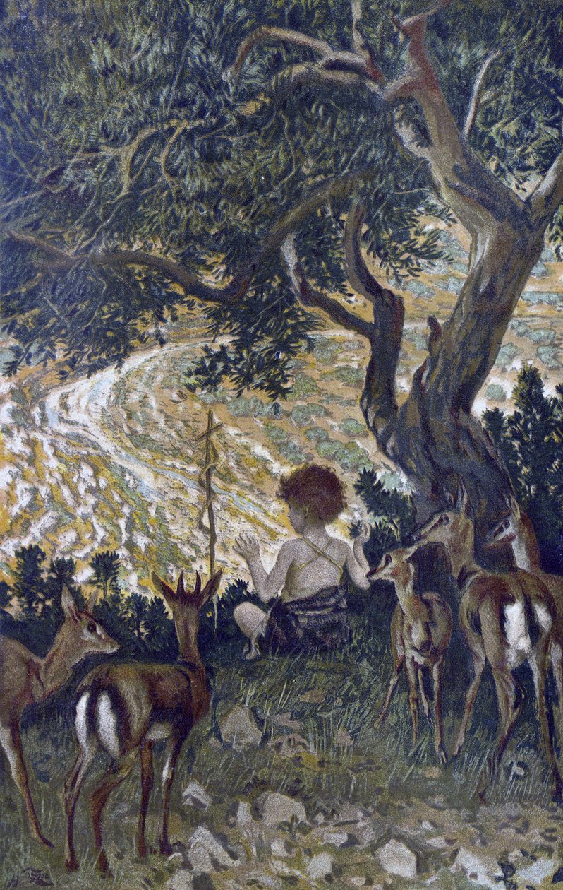 L "enfance de Saint John the Baptist - The Childhood of Saint John the Baptist - from" "The Life of Our Lord Jesus Christ" "- 1899 by James Tissot - La vie de notre seigneur Jesus Christ, by Jacques Josephdani af James Jacques Joseph Tissot