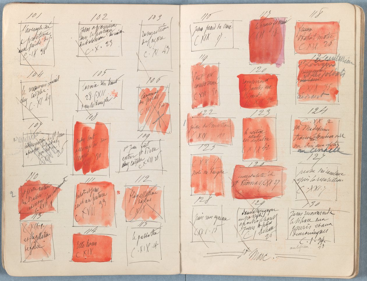 Sider fra et album med Sketches for The Life of Our Lord Jesus Christ, slutningen af 1880