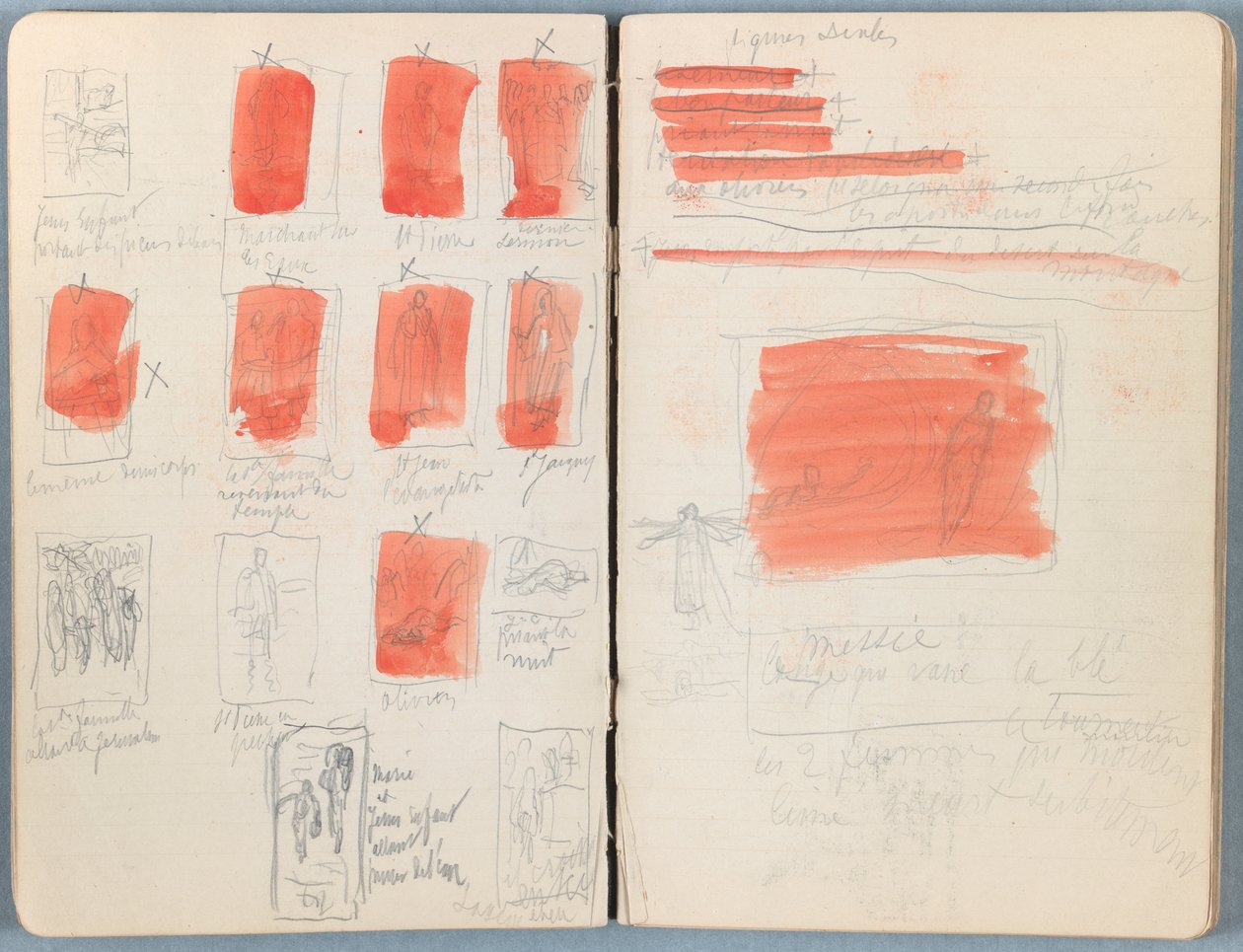 Sider fra et album med Sketches for The Life of Our Lord Jesus Christ, slutningen af 1880