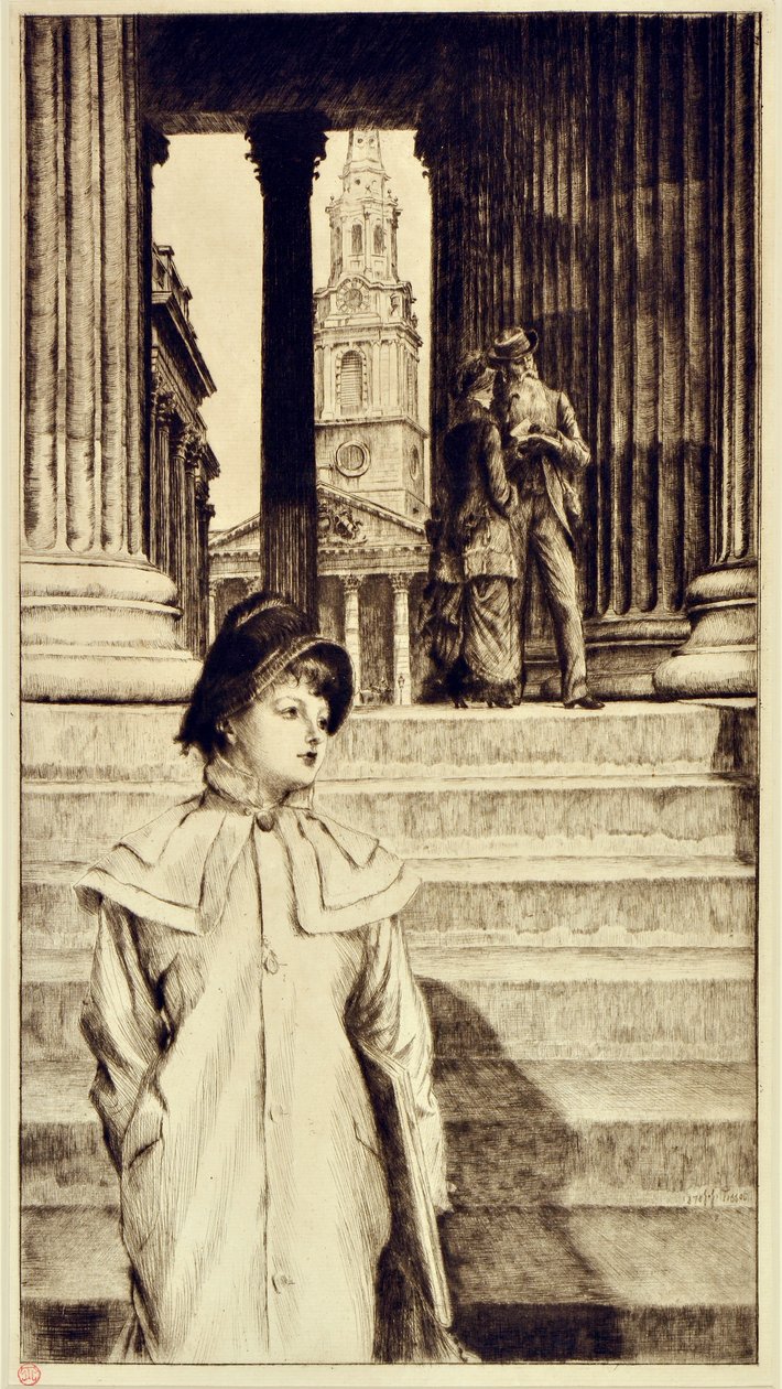 Portikus på National Gallery, London af James Jacques Joseph Tissot