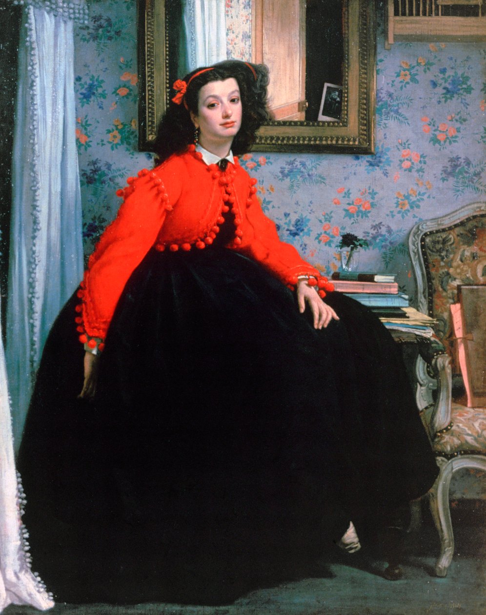 Portræt af Mlle L L, Ung Dame i en rød jakke, 1864. af James Jacques Joseph Tissot