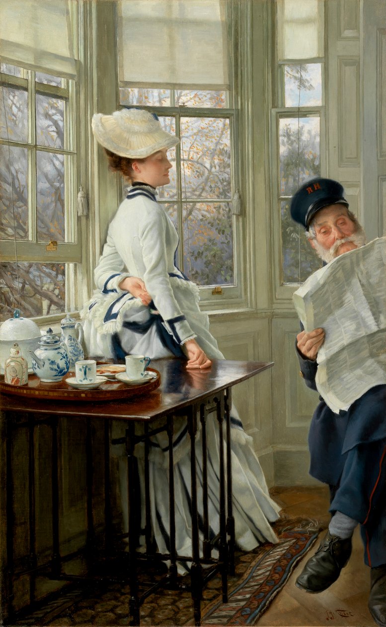 Læser nyhederne, 1874 af James Jacques Joseph Tissot