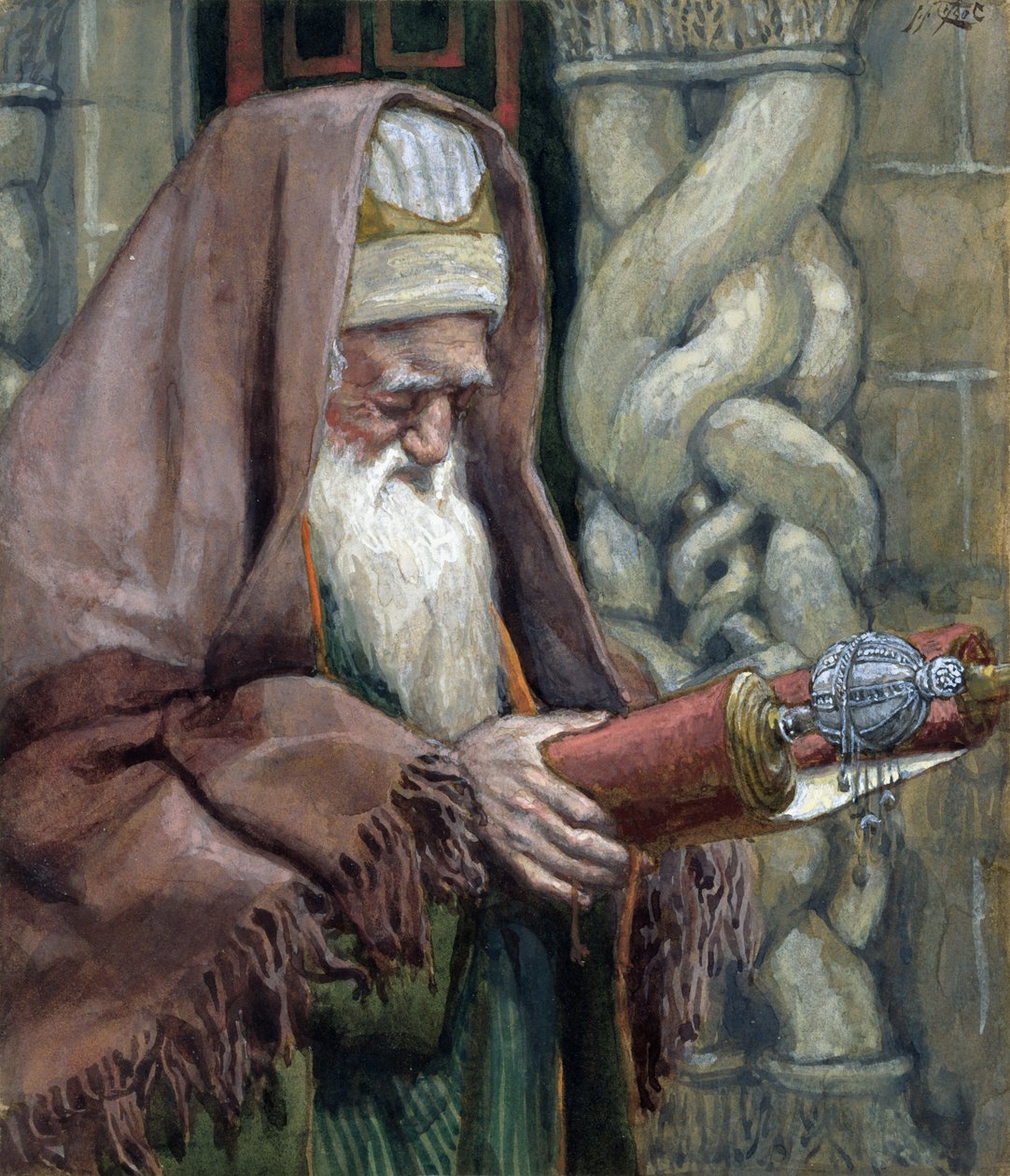 Simeon, illustration til The Life of Christ, ca. 1886-94 (wc & gouache på pap) af James Jacques Joseph Tissot