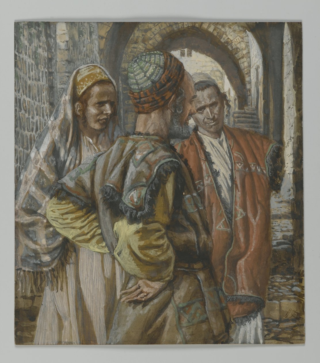 Simon Kyreneren og hans to sønner Alexander og Rufus, illustration fra Vor Herre Jesu Kristi liv, 1886-94 (wc over grafit på papir) af James Jacques Joseph Tissot