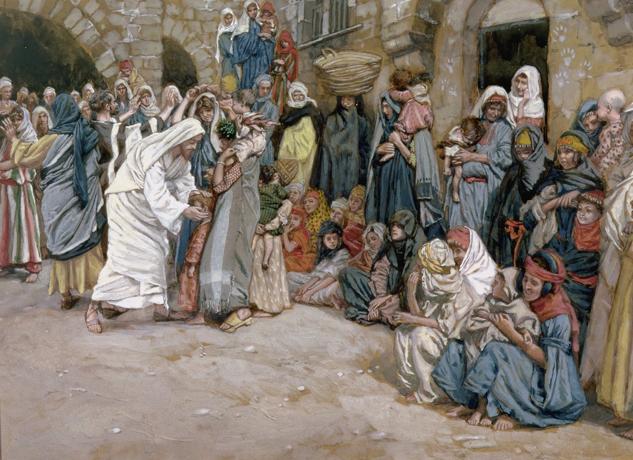 Lad de små børn komme til mig, illustration til The life of Christ, ca. 1886-96 (gouache på pap) af James Jacques Joseph Tissot