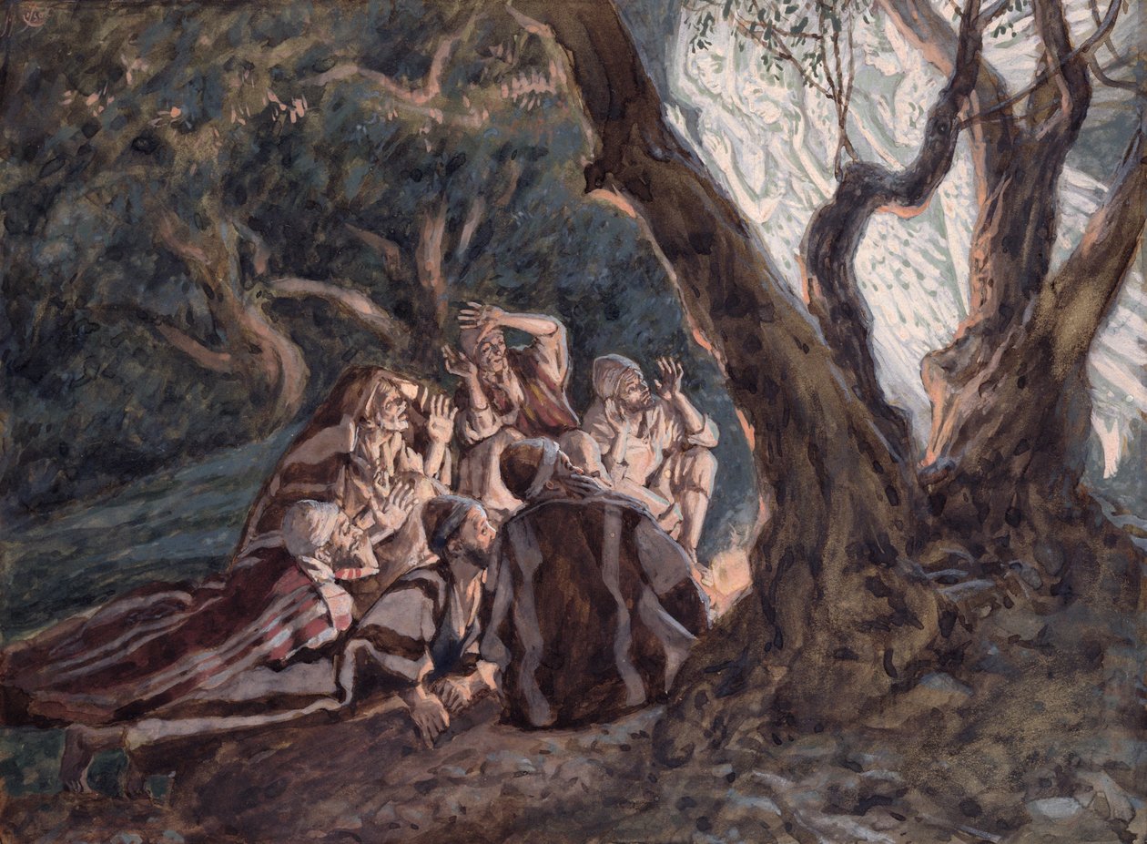 Englene og hyrderne, illustration til The Life of Christ, ca. 1886-94 (gouache på pap) af James Jacques Joseph Tissot