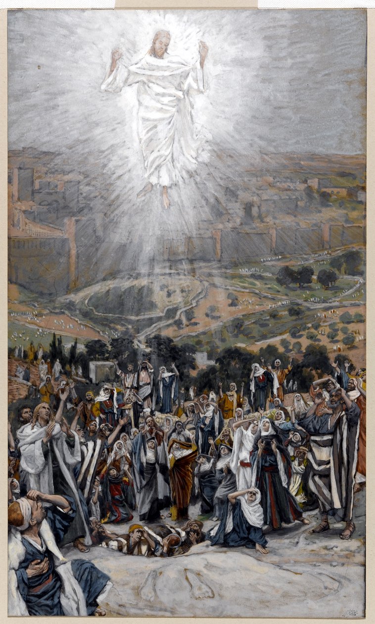 Ascension fra Oliebjerget, illustration til The Life of Christ, ca. 1884-96 (wc & gouache på pap) af James Jacques Joseph Tissot