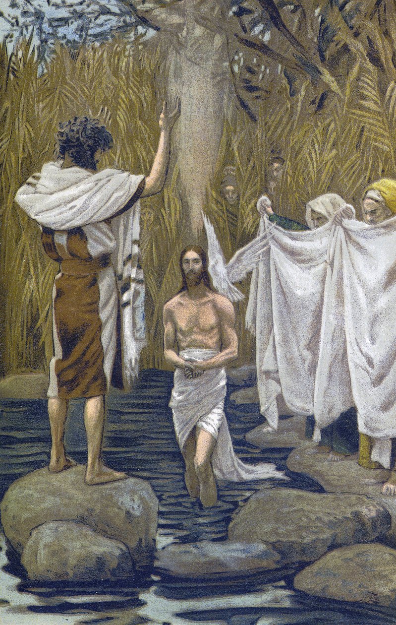 The Bapteme of Jesus - The Baptim of Jesus - fra "" The Life of Our Lord Jesus Christ"" - 1899 af James Tissot - The Life of Our Lord Jesus Christ, af Jacques Joseph (Jacques Joseph) Tissot dit James Tissot (1836- 1902) af James Jacques Joseph Tissot