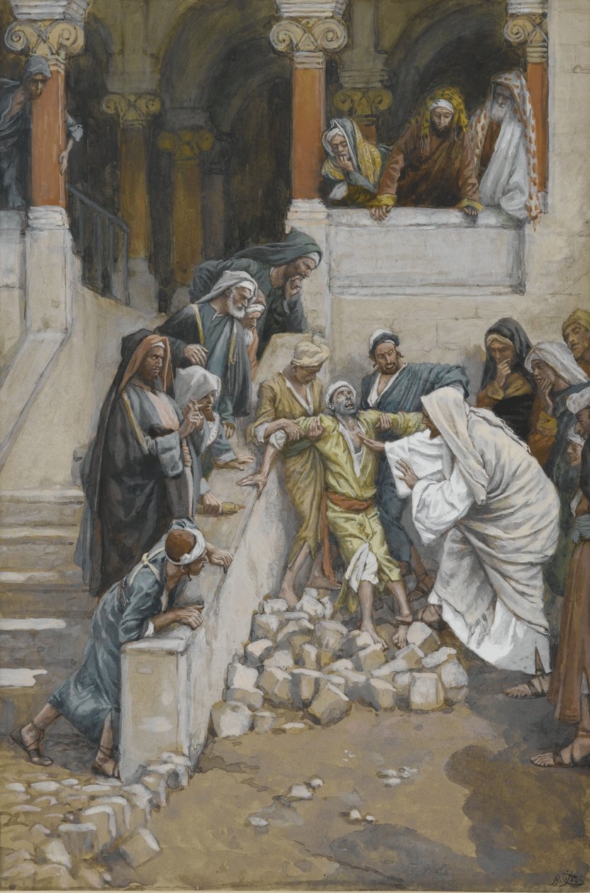 Den blinde og stumme mand besat af djævle, illustration fra Vor Herre Jesu Kristi liv (wc over grafit på papir) af James Jacques Joseph Tissot