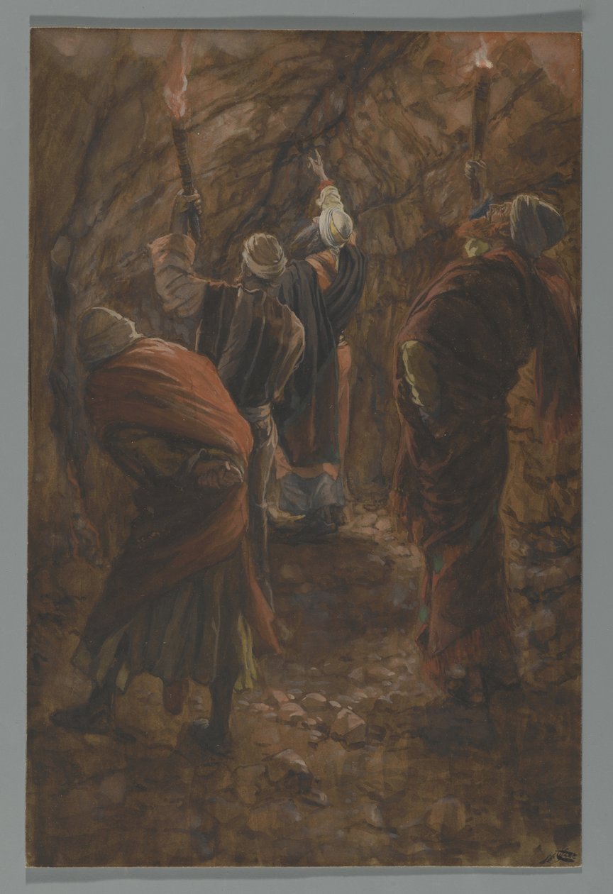 The Chasm in the Rock in the Cave Beneath Calvary, illustration fra The Life of Our Lord Jesus Christ, 1886-94 (wc over grafit på papir) af James Jacques Joseph Tissot