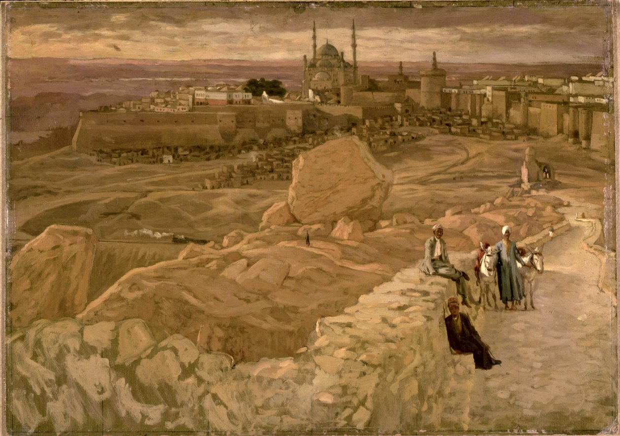 Citadellet, Kairo, set fra Mokattam med udsigt til sydøst, ca. 1886-96 (gouache på pap) af James Jacques Joseph Tissot