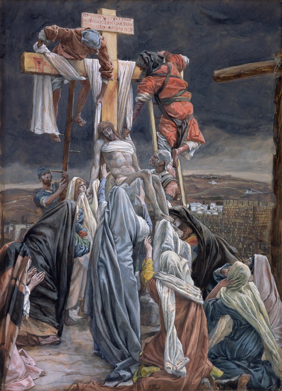 Nedstigningen fra korset, illustration til The Life of Christ, ca. 1884-96 (wc & gouache på pap) af James Jacques Joseph Tissot