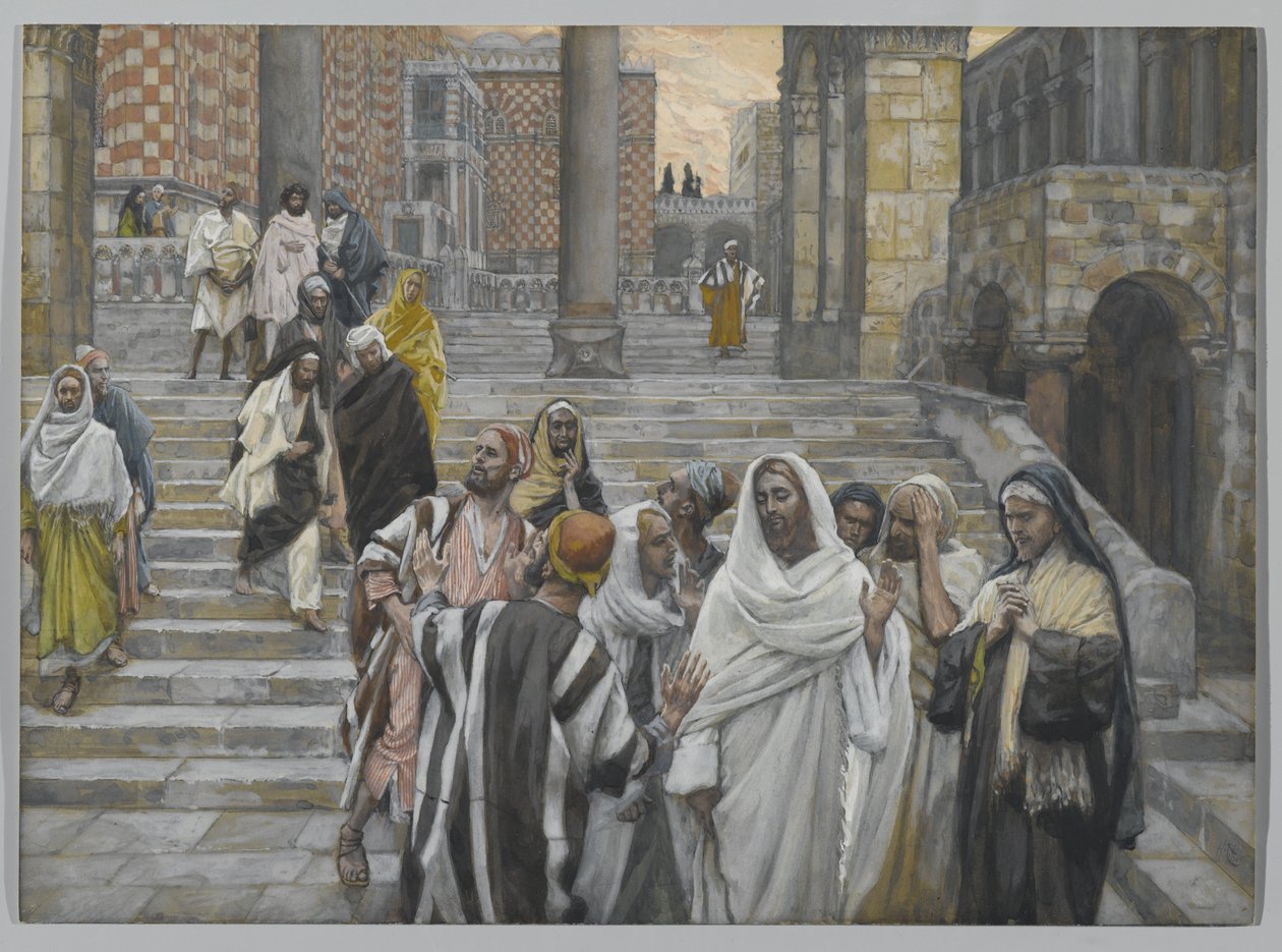 Disciplene beundrer templets bygninger, illustration fra Vor Herre Jesu Kristi liv, 1886-94 (wc over grafit på papir) af James Jacques Joseph Tissot