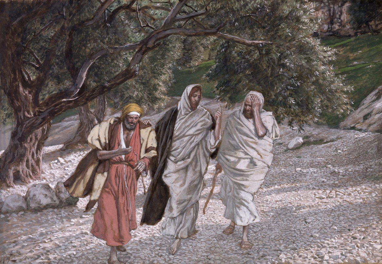 The Disciples on the Road to Emmaus, illustration til The Life of Christ, ca. 1884-96 (wc & gouache på pap) af James Jacques Joseph Tissot