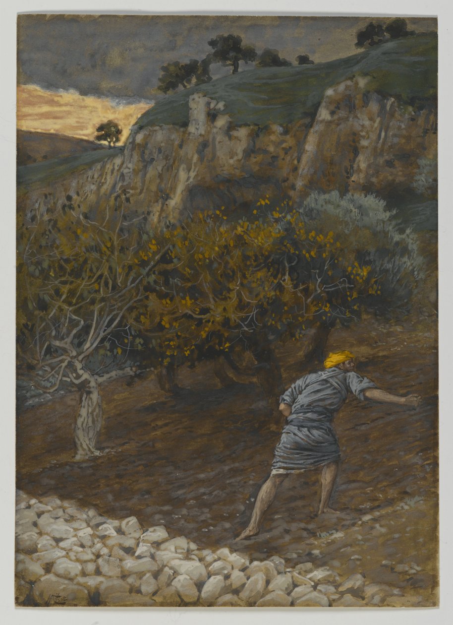 Fjenden der sår, illustration fra Vor Herre Jesu Kristi liv (wc over grafit på papir) af James Jacques Joseph Tissot