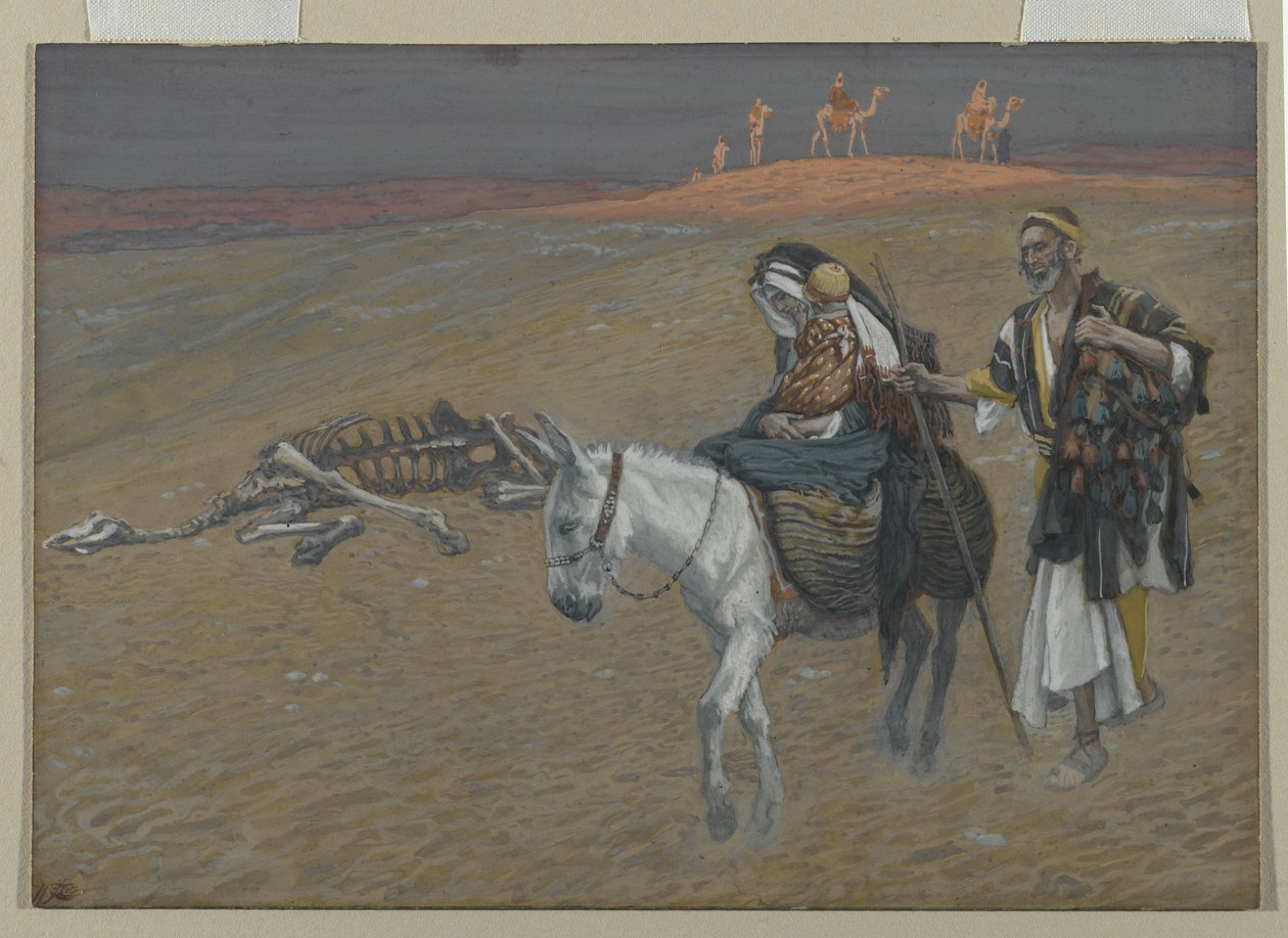 Flugten til Egypten, illustration fra Vor Herre Jesu Kristi liv (wc over grafit på papir) af James Jacques Joseph Tissot