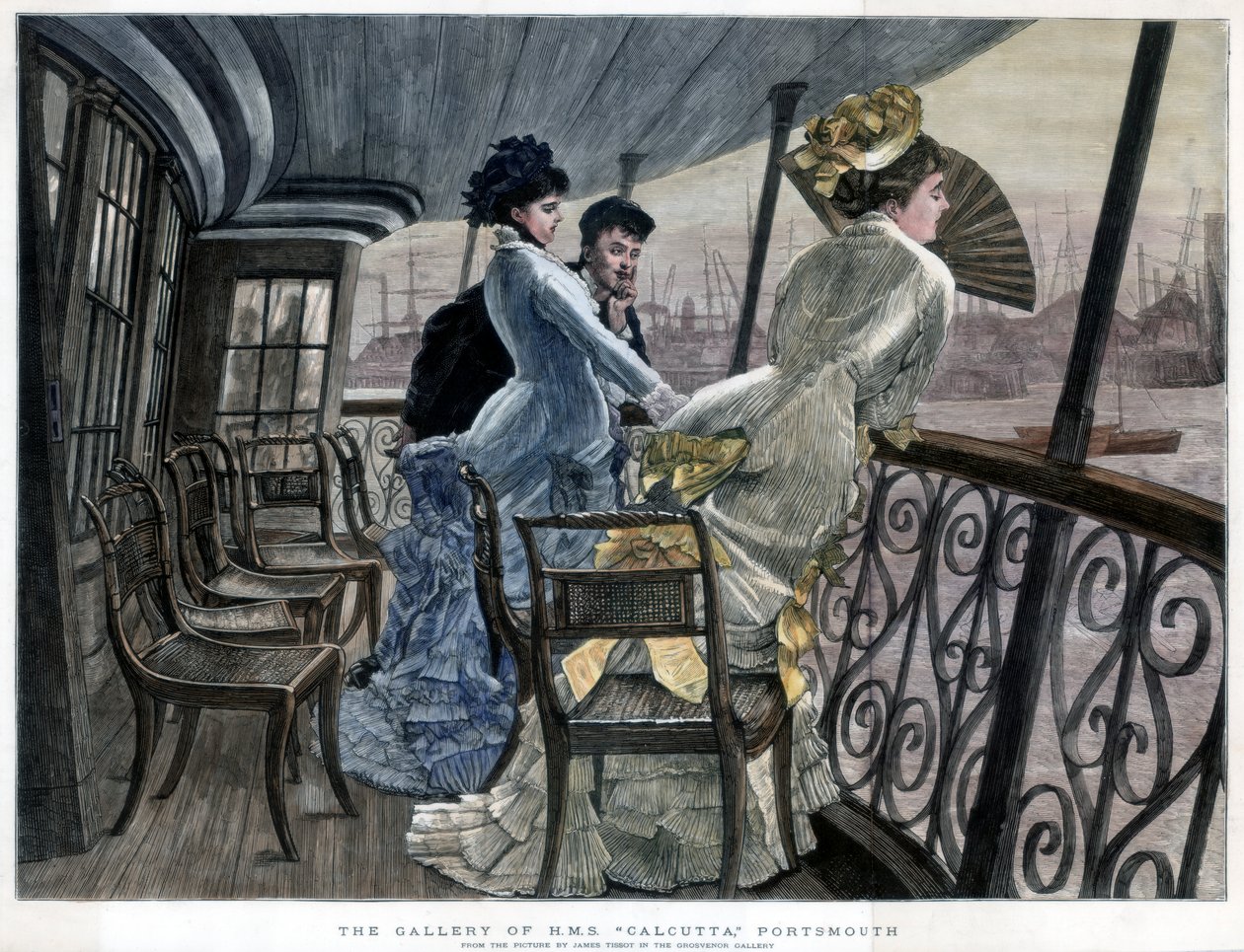 The Gallery of H M S Calcutta, Portsmouth, c1850-1900. af James Jacques Joseph Tissot
