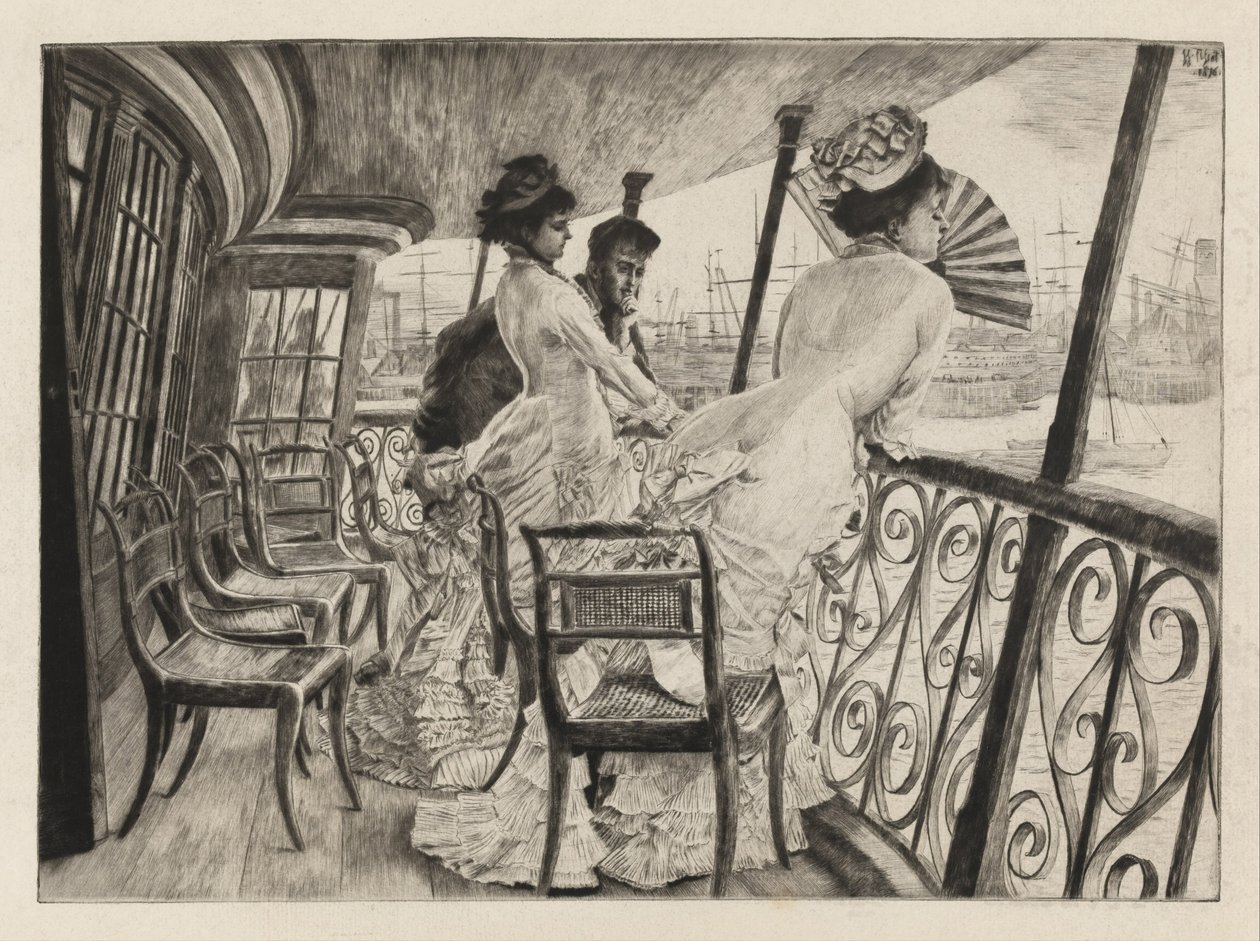 Galleriet på H.M.S. Calcutta ved Portsmouth af James Jacques Joseph Tissot