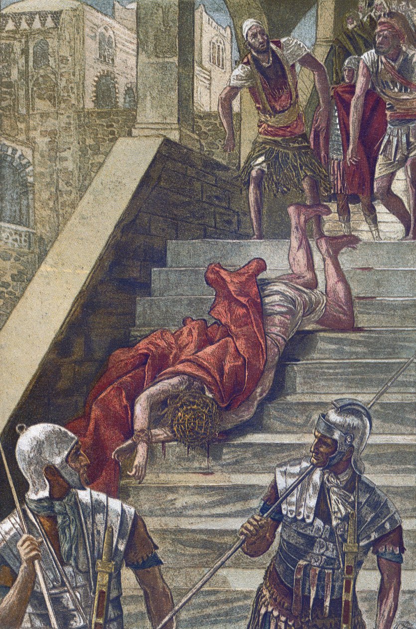 The Holy Staircase - The Scala Sancta - fra "" The Life of Our Lord Jesus Christ"" - 1899 af James Tissot - The Life of Our Lord Jesus Christ, af Jacques Joseph (Jacques Joseph) Tissot dit James Tissot (1836-1902) af James Jacques Joseph Tissot