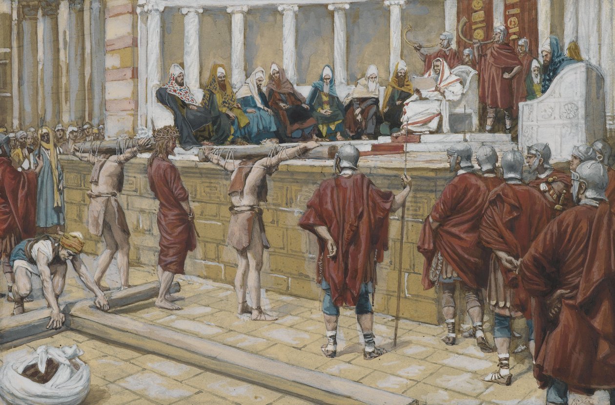 The Judgment on the Gabbatha, illustration fra The Life of Our Lord Jesu Christ, 1886-94 (wc over grafit på papir) af James Jacques Joseph Tissot