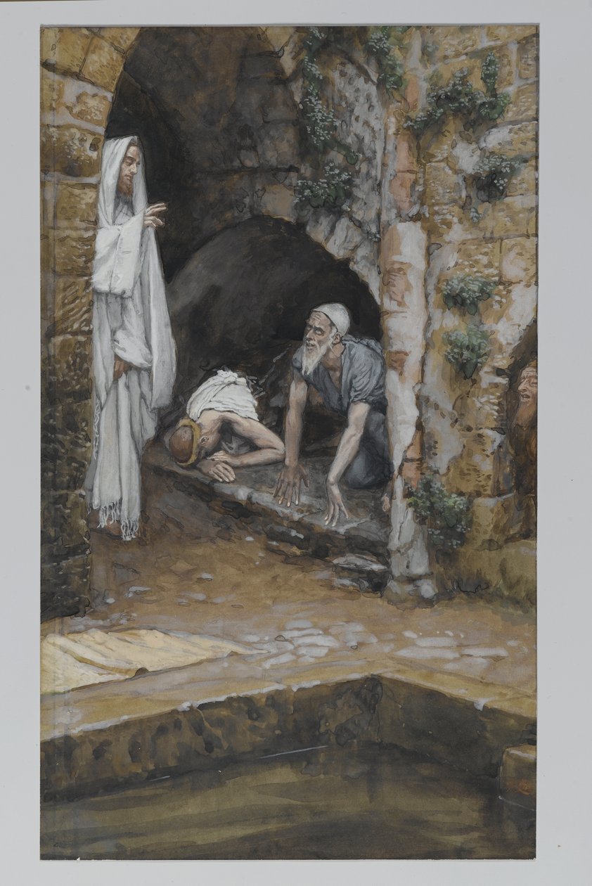 Manden med en svaghed, illustration fra Vor Herre Jesu Kristi liv (wc over grafit på papir) af James Jacques Joseph Tissot