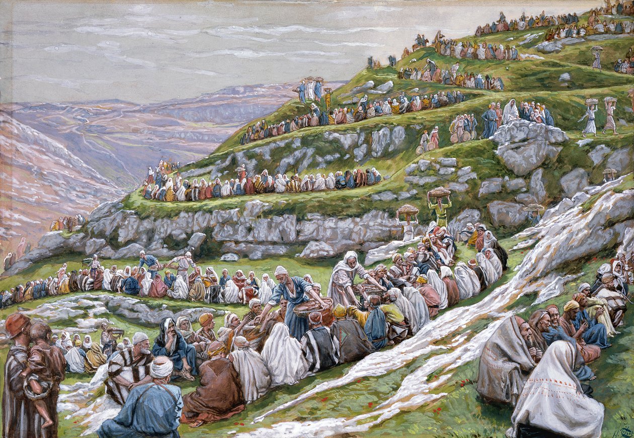 The Miracle of the Loaves and Fishes, illustration til The Life of Christ, ca. 1886-94 (wc & gouache på pap) af James Jacques Joseph Tissot