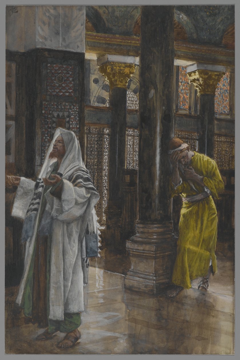 Farisæeren og tolderen, illustration fra Vor Herre Jesu Kristi liv, 1886-94 (wc over grafit på papir) af James Jacques Joseph Tissot