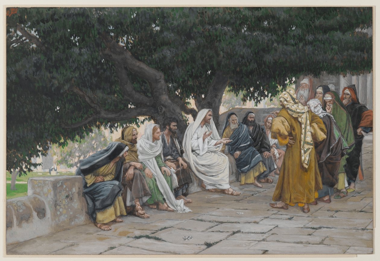 Farisæerne og saddukæerne kommer for at friste Jesus, illustration fra Vor Herre Jesu Kristi liv, 1886-94 (wc over grafit på papir) af James Jacques Joseph Tissot