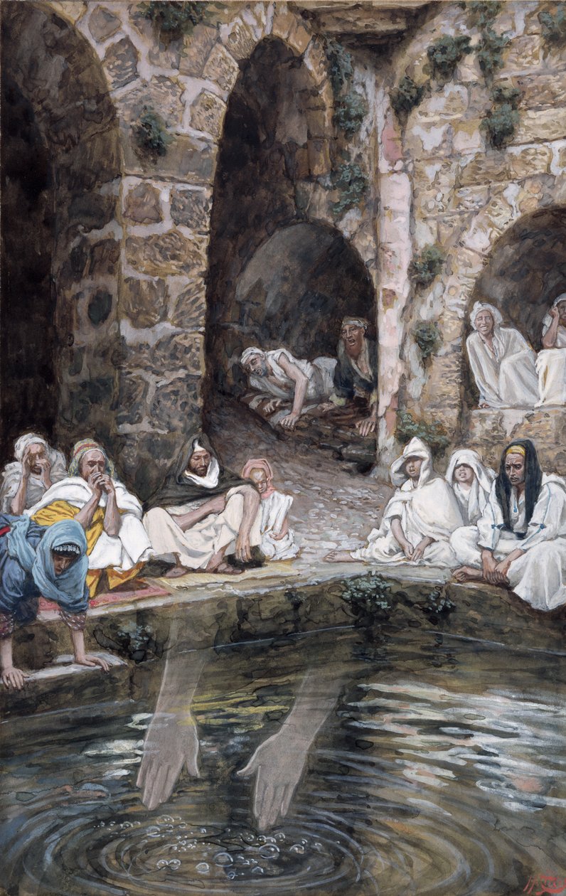 The Pool of Bethesda, illustration til The Life of Christ, ca. 1886-94 (wc & gouache på pap) af James Jacques Joseph Tissot