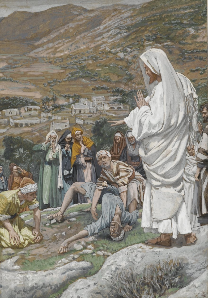 Den besatte dreng ved foden af Tabor-bjerget, illustration fra Vor Herre Jesu Kristi liv, 1886-96 (wc over grafit på papir) af James Jacques Joseph Tissot