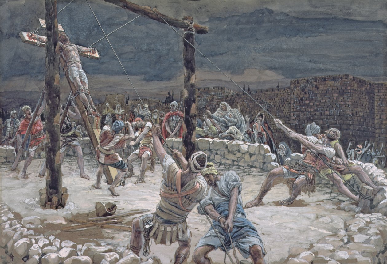 The Raising of the Cross, illustration til The Life of Christ, ca. 1886-94 (wc & gouache på pap) af James Jacques Joseph Tissot