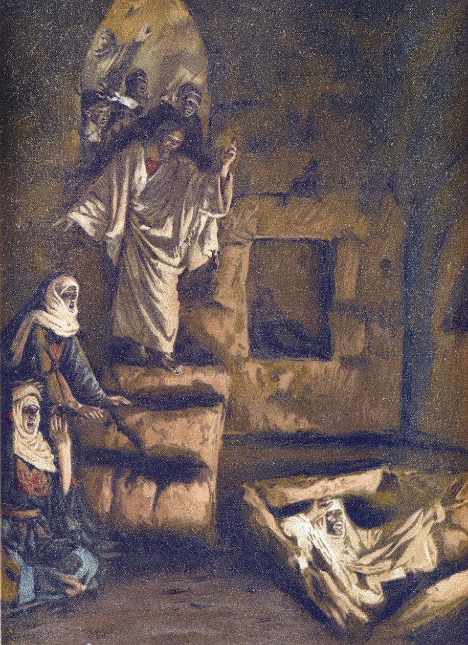 The Resurrection of Lazarus - The Resurrection of Lazarus - fra "" The Life of Our Lord Jesus Christ"" - 1899 af James Tissot - The Life of Our Lord Jesus Christ, af Jacques Joseph (Jacques Joseph) Tissot dit James Tissot (1836- 1902) af James Jacques Joseph Tissot