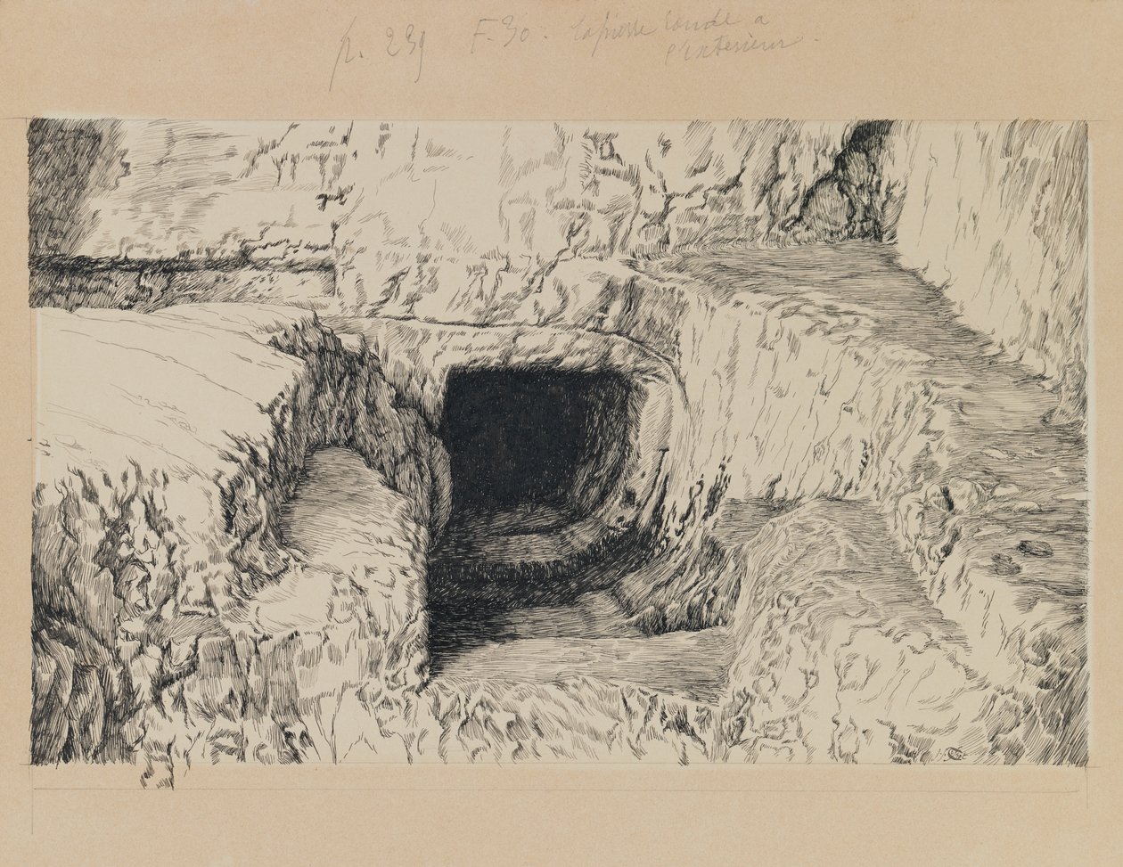 Den runde sten set udefra, illustration fra Vor Herre Jesu Kristi liv (blæk på papir) af James Jacques Joseph Tissot