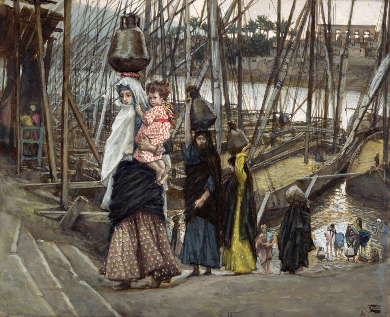 The Sojourn, Egypt, illustration til The Life of Christ, c.1886-94 (wc & gouache på pap) af James Jacques Joseph Tissot