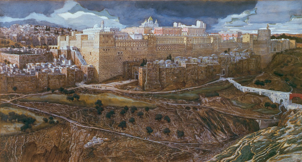 Herodes tempel i vor Herre Tid, ca. 1886-96 (gouache på pap) (se også 182200) af James Jacques Joseph Tissot