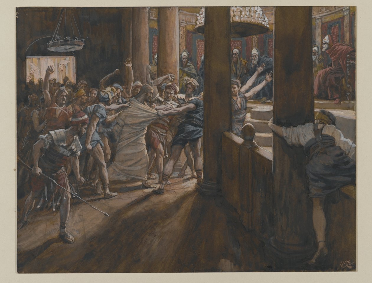 The Tribunal of Annas, illustration fra The Life of Our Lord Jesus Christ, 1886-94 (wc over grafit på papir) af James Jacques Joseph Tissot