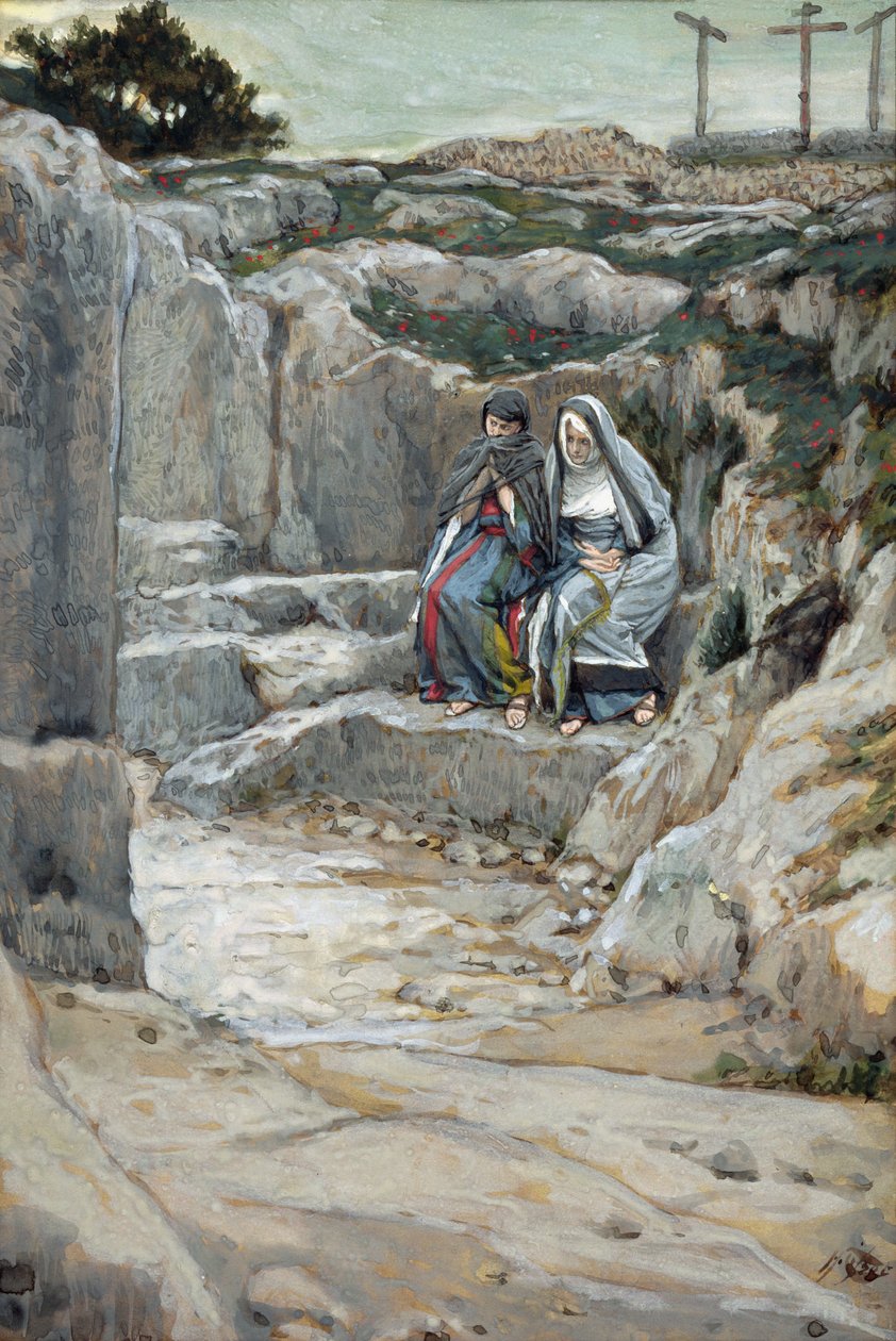 The Two Marys Watch the Tomb, illustration til The Life of Christ, ca. 1886-94 (wc & gouache på pap) af James Jacques Joseph Tissot