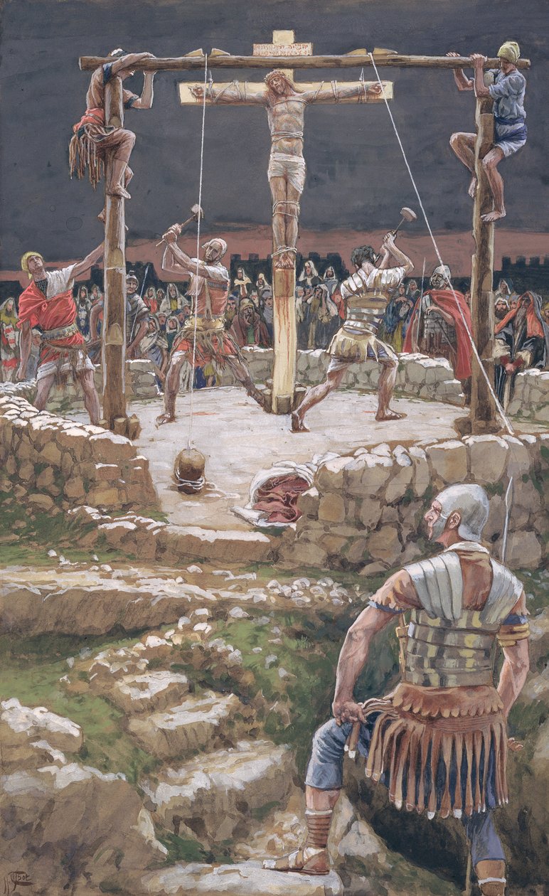 The Wedging of the Cross, illustration til The Life of Christ, c.1886-94 (wc & gouache på pap) af James Jacques Joseph Tissot