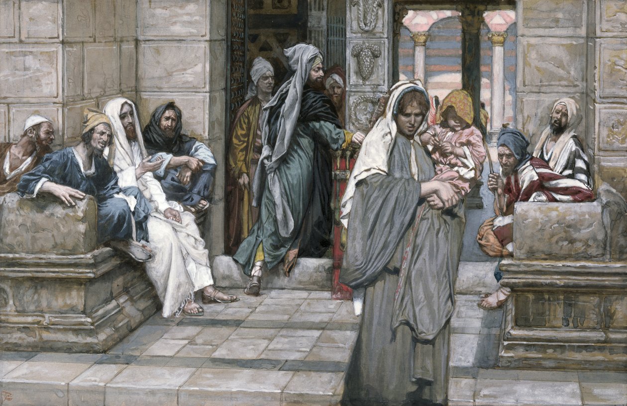Enkemiden, illustration til The Life of Christ, ca. 1884-96 (wc & gouache på pap) af James Jacques Joseph Tissot