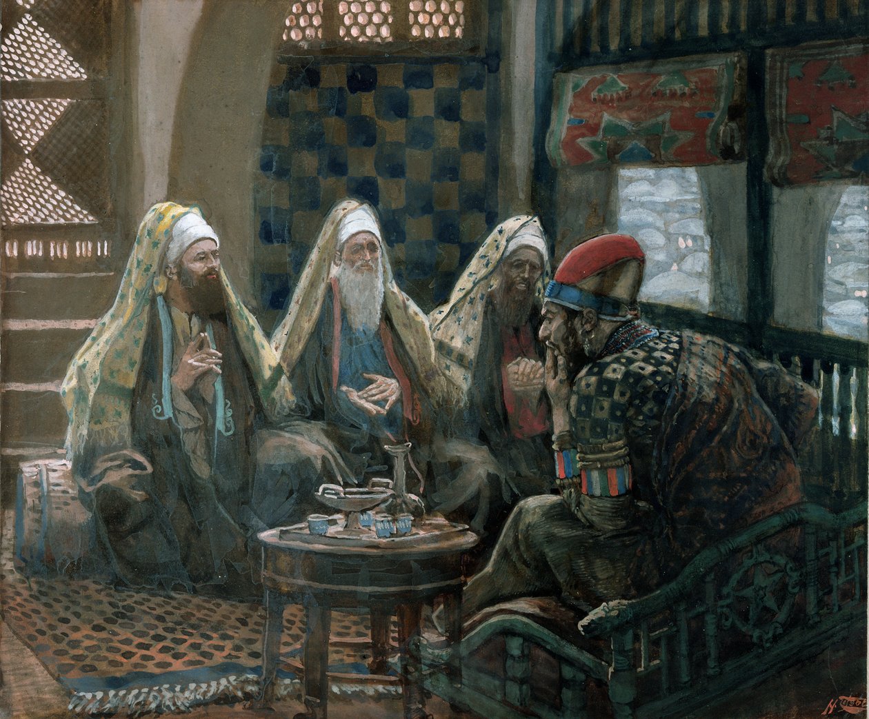 De vise mænd og Herodes, illustration til The Life of Christ, ca. 1886-94 (wc & gouache på pap) af James Jacques Joseph Tissot