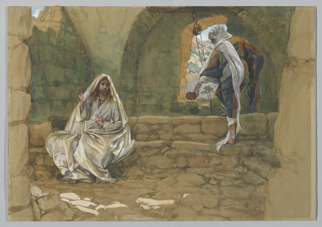 Samarias kvinde ved brønden, illustration fra Vor Herre Jesu Kristi liv (wc over grafit på papir) af James Jacques Joseph Tissot