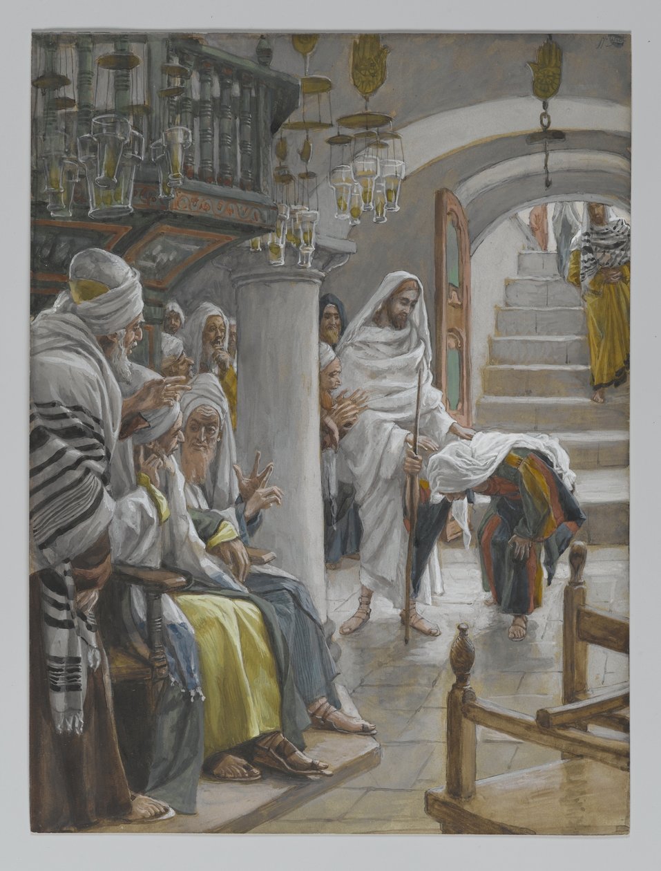 Kvinden med en svaghed på atten år, illustration fra Vor Herre Jesu Kristi liv, 1886-96 (wc over grafit på papir) af James Jacques Joseph Tissot