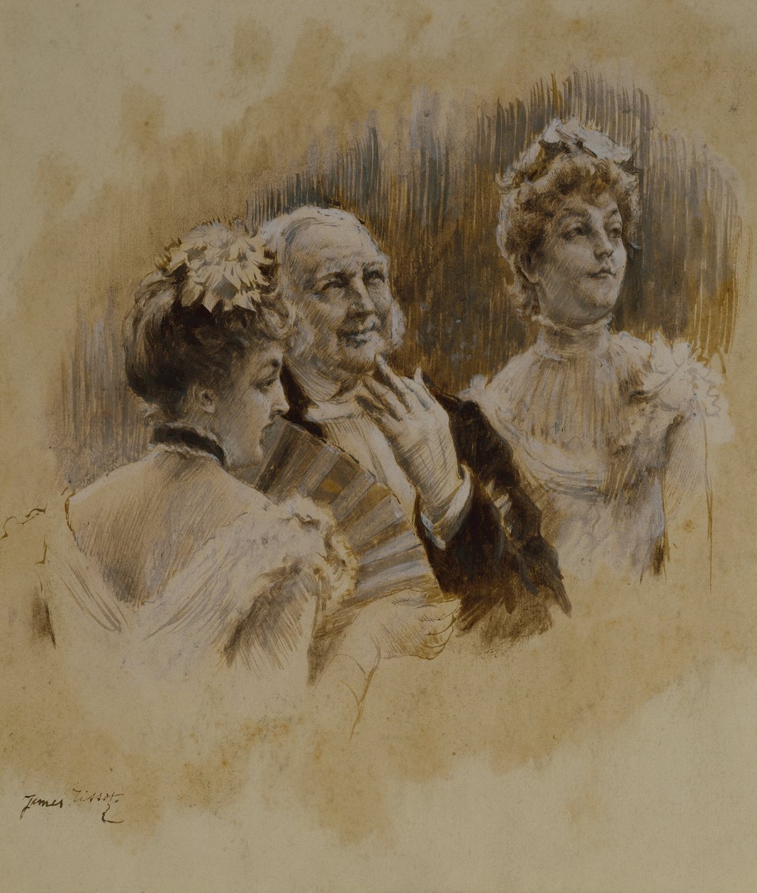Kvinderne i Paris: Provinsernes unge damer (pen og blæk) af James Jacques Joseph Tissot